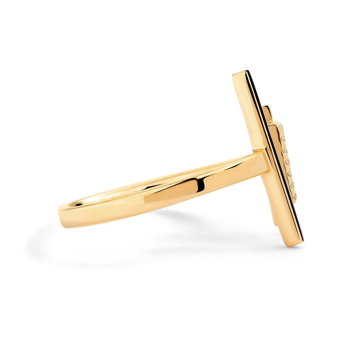 Diamond Double Bar Ring in 14k Yellow Gold ( 0.03ct)