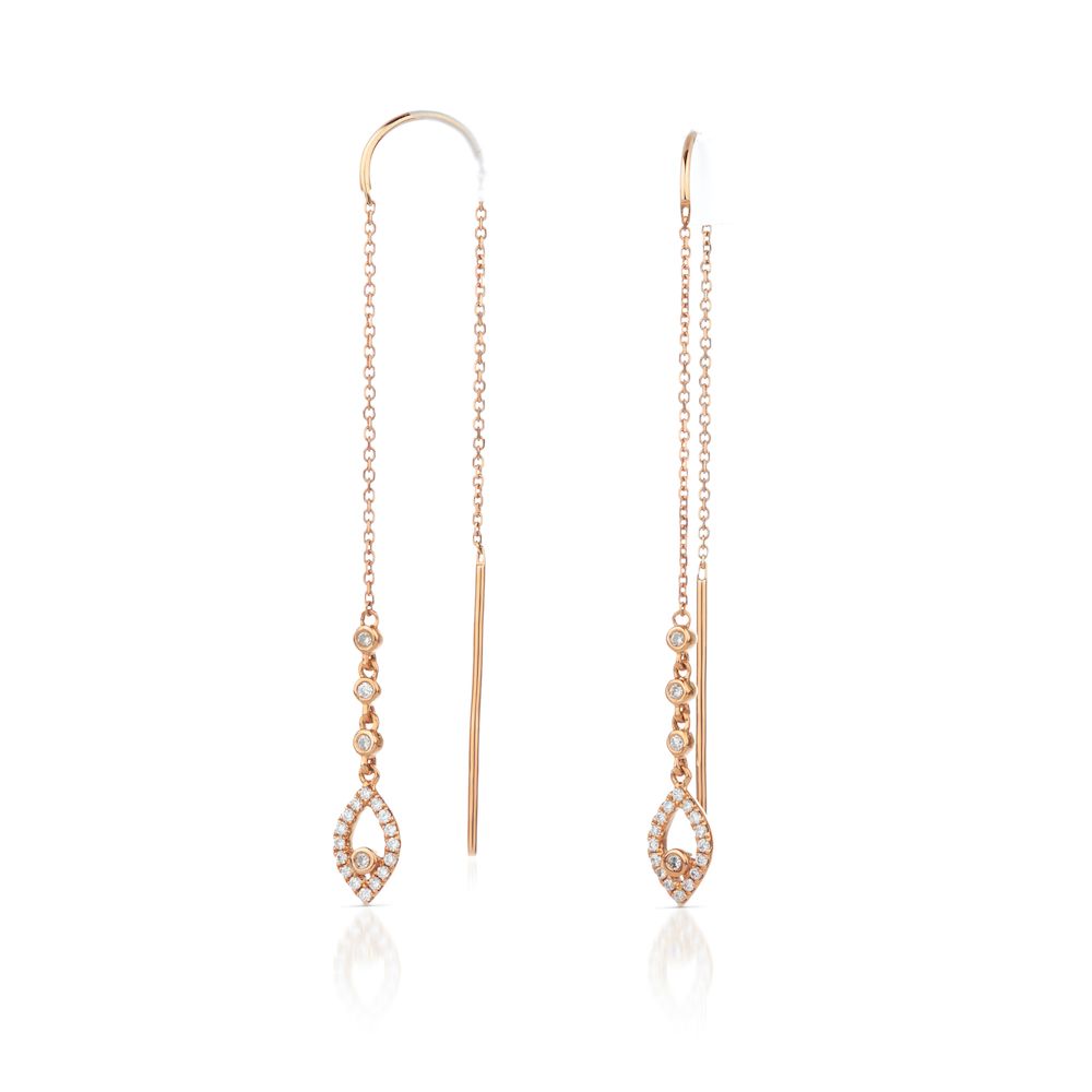 Dangling Threader Diamond Earrings in 18K Rose Gold (0.18ct)