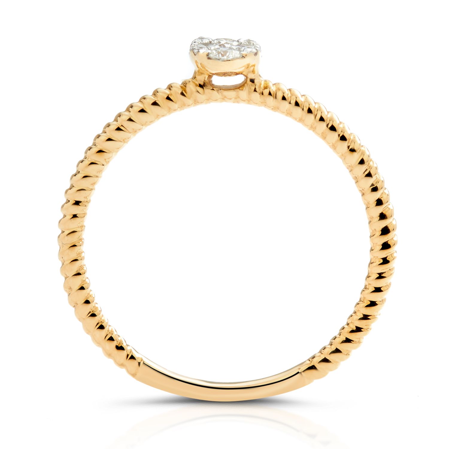 Oval Illusion Diamond Twisted Stackable Ring in 18K Yellow Gold (0.19ct)