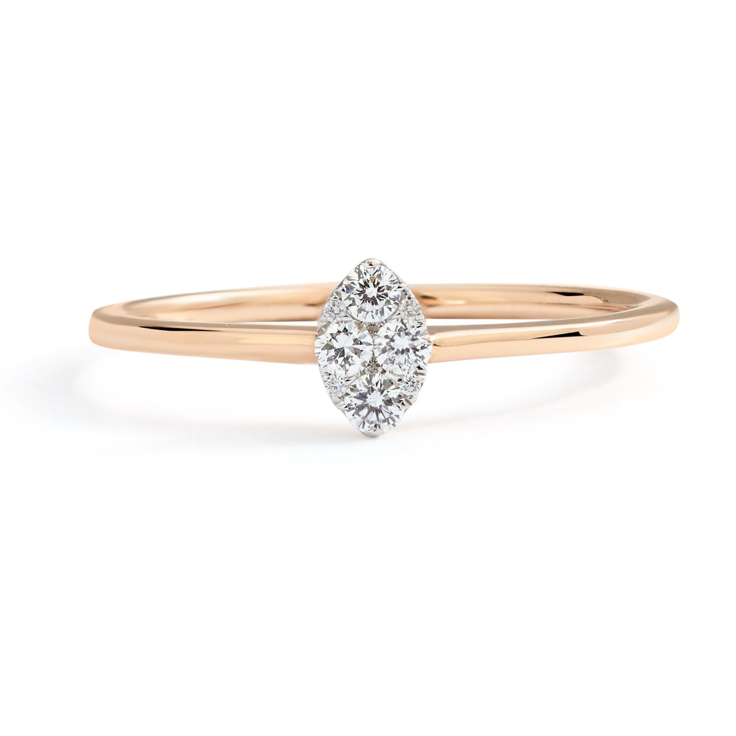 Marquise Illusion Diamond Solitaire Stackable Ring in 18K Rose Gold  