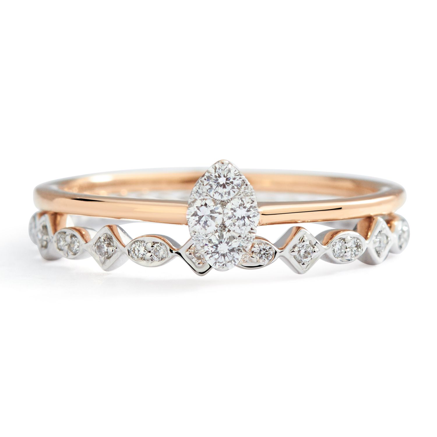 Marquise Illusion Diamond Solitaire Stackable Ring in 18K Rose Gold  