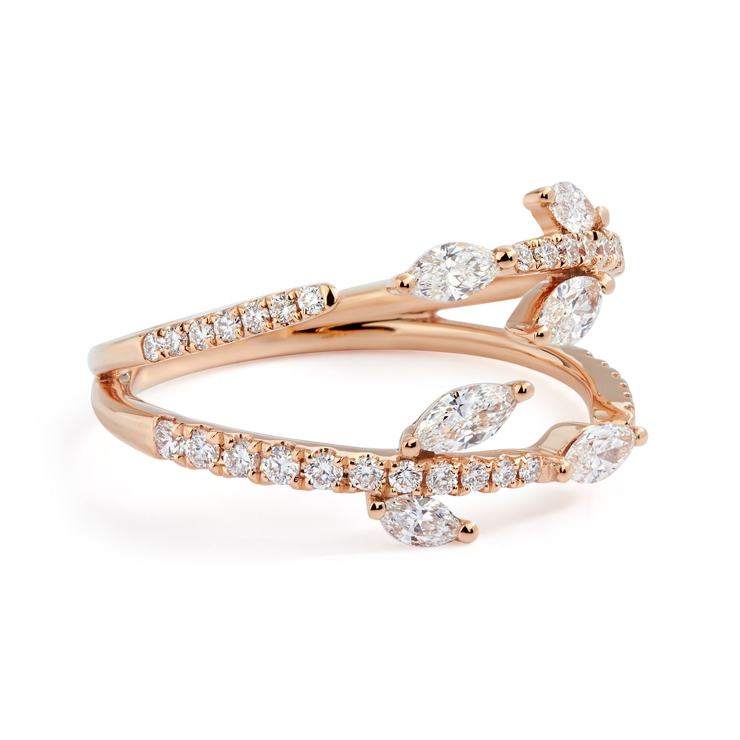 Marquise Diamond Petal Ring in 18k Rose Gold (0.72ct)