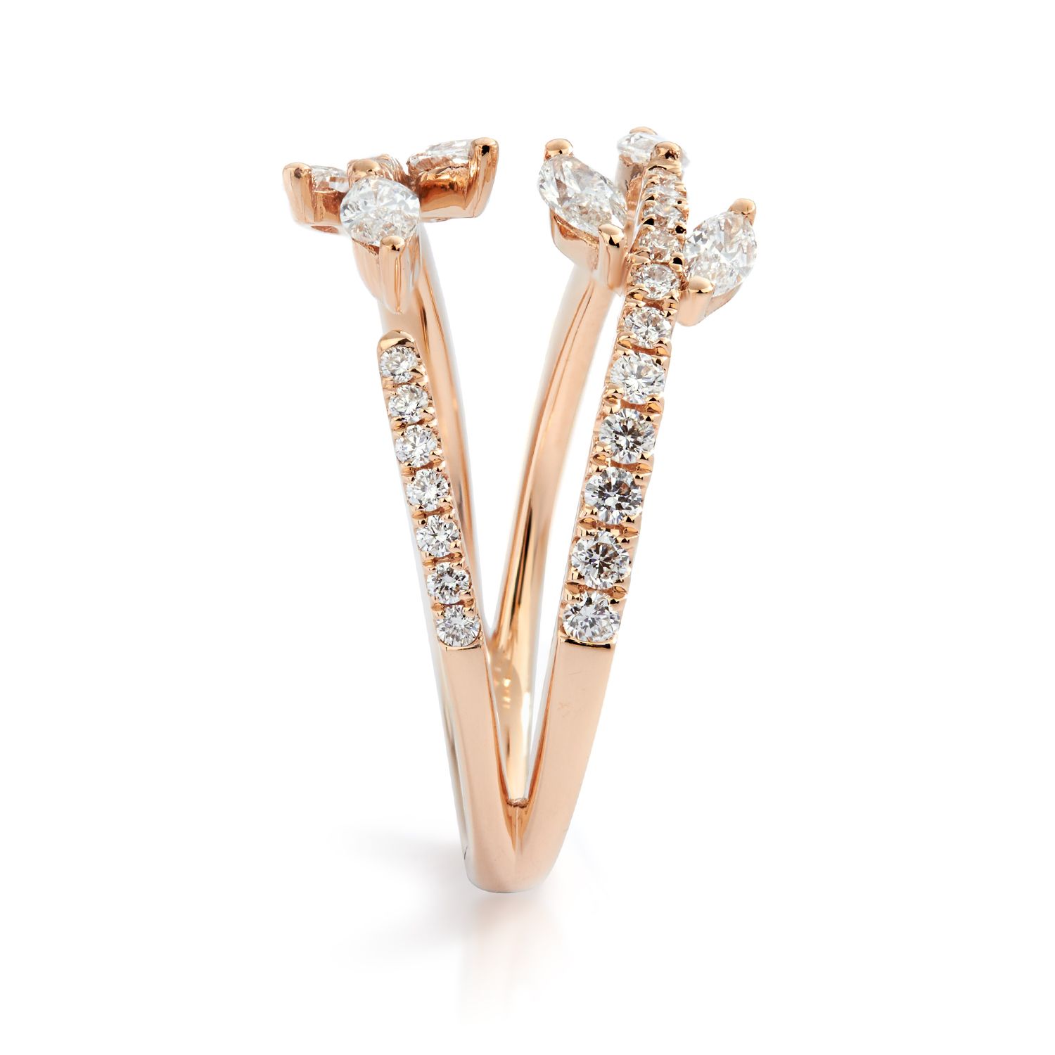 Marquise Diamond Petal Ring in 18k Rose Gold (0.72ct)