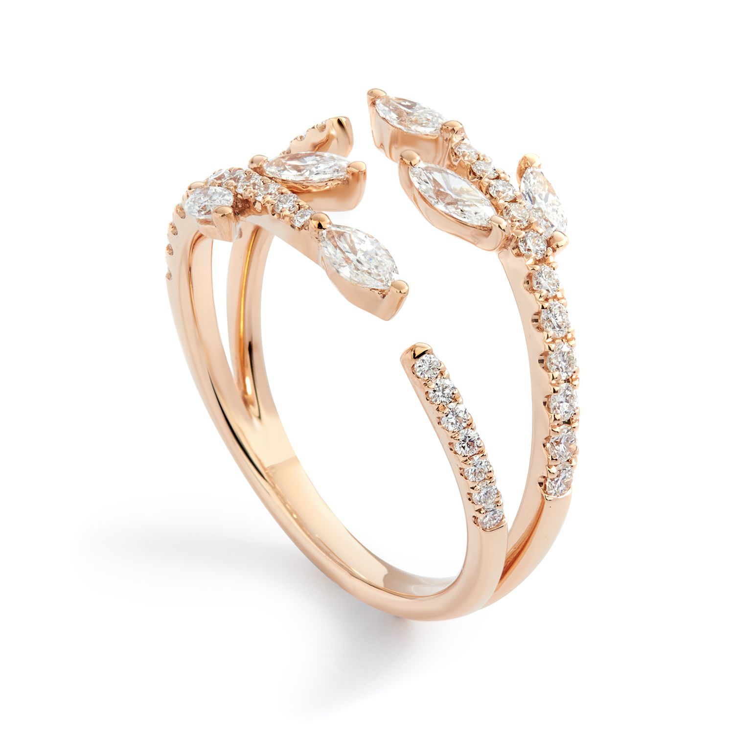 Marquise Diamond Petal Ring in 18k Rose Gold (0.72ct)