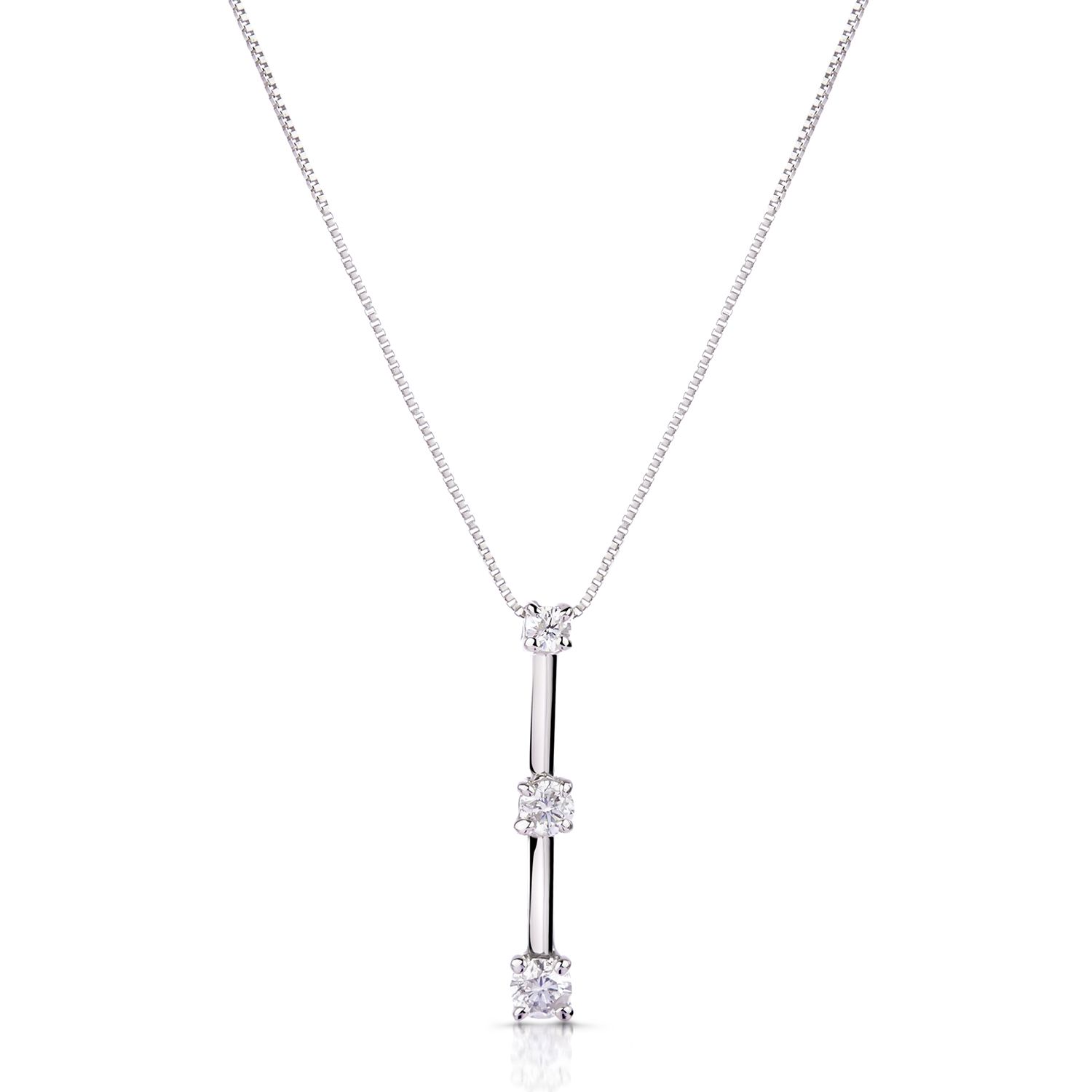 Petite Diamond Three Stone Pendant in 14k White Gold (0.30ct)