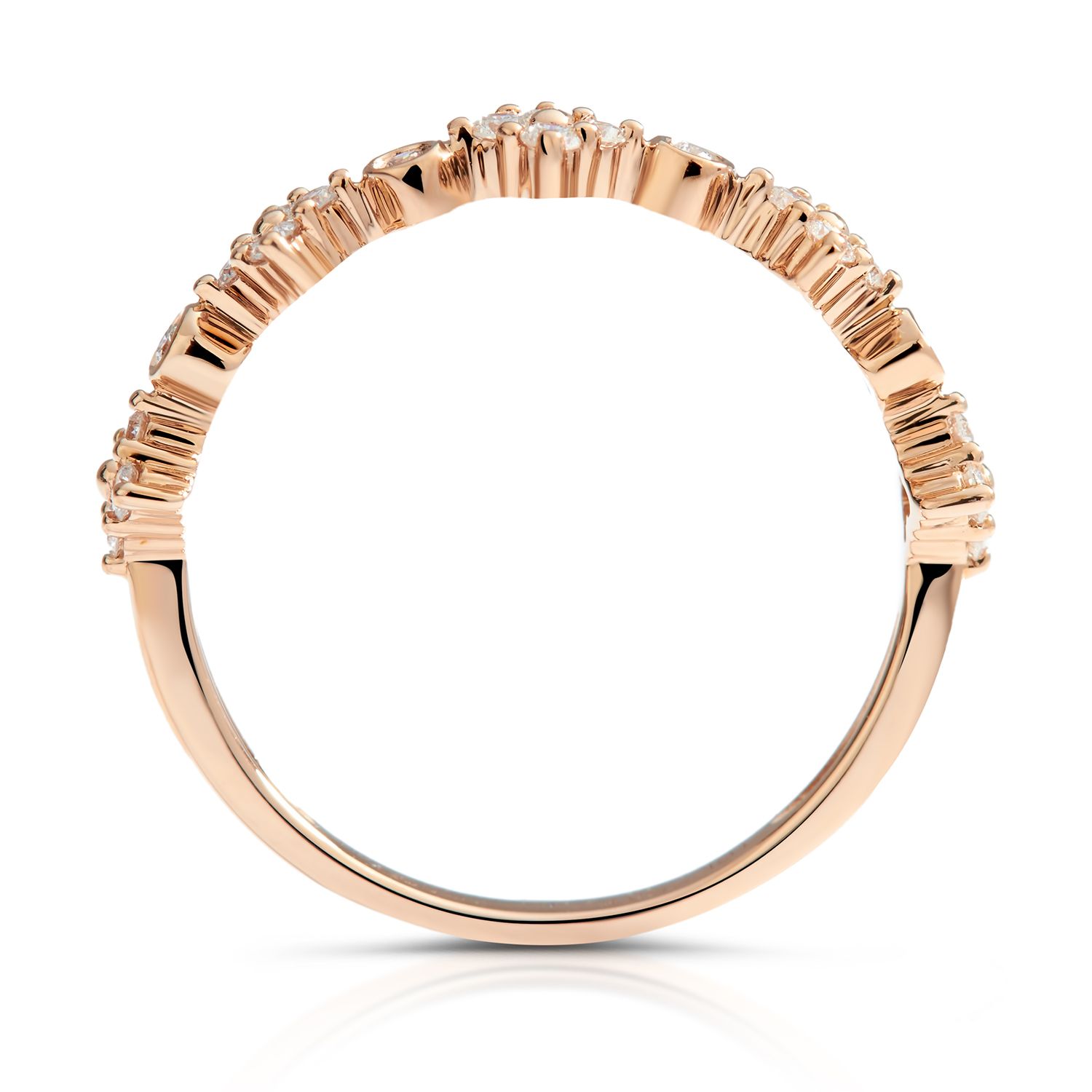 Halfway Alternating Square Diamond Stackable Ring in 18K Rose Gold (0.27ct)