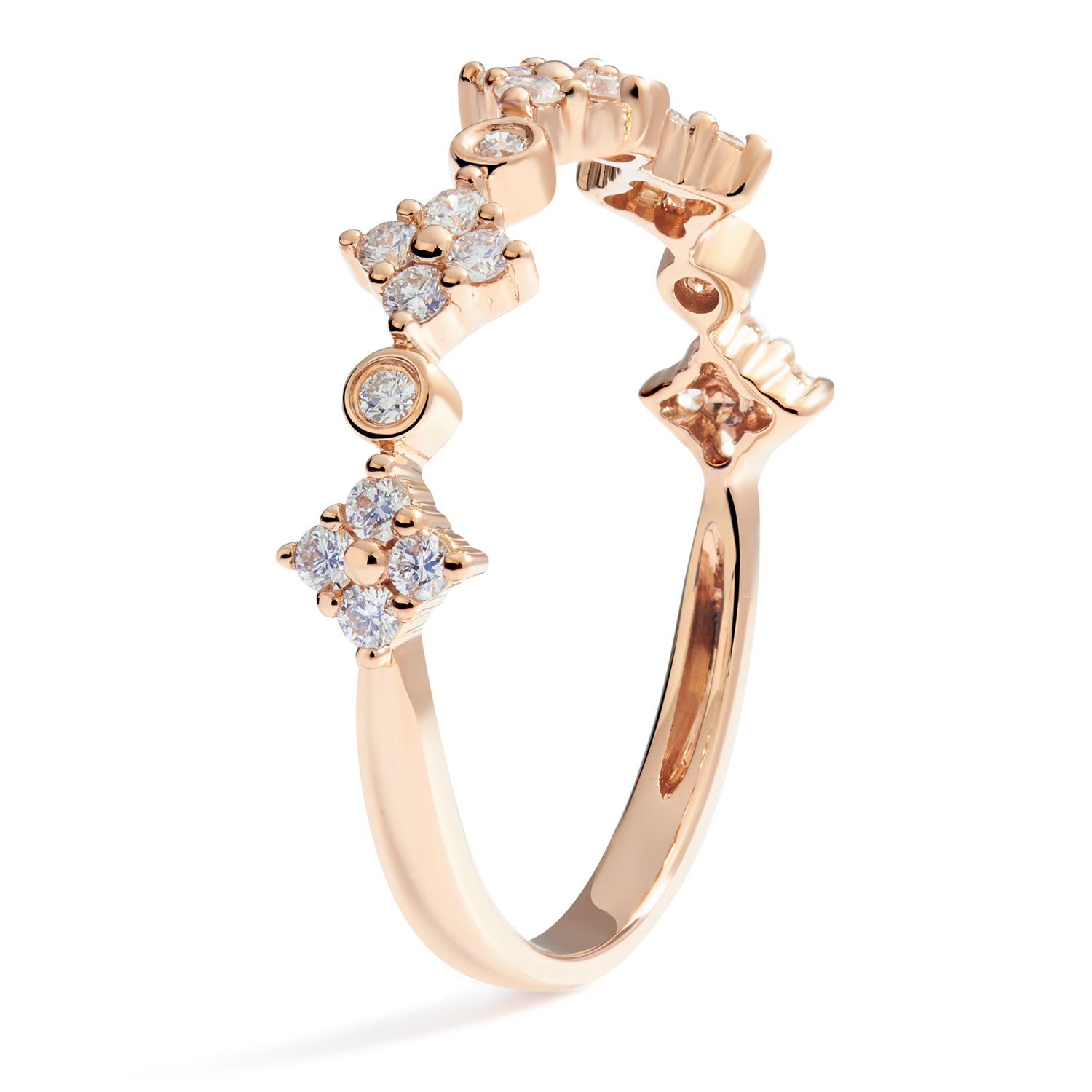 Halfway Alternating Square Diamond Stackable Ring in 18K Rose Gold (0.27ct)