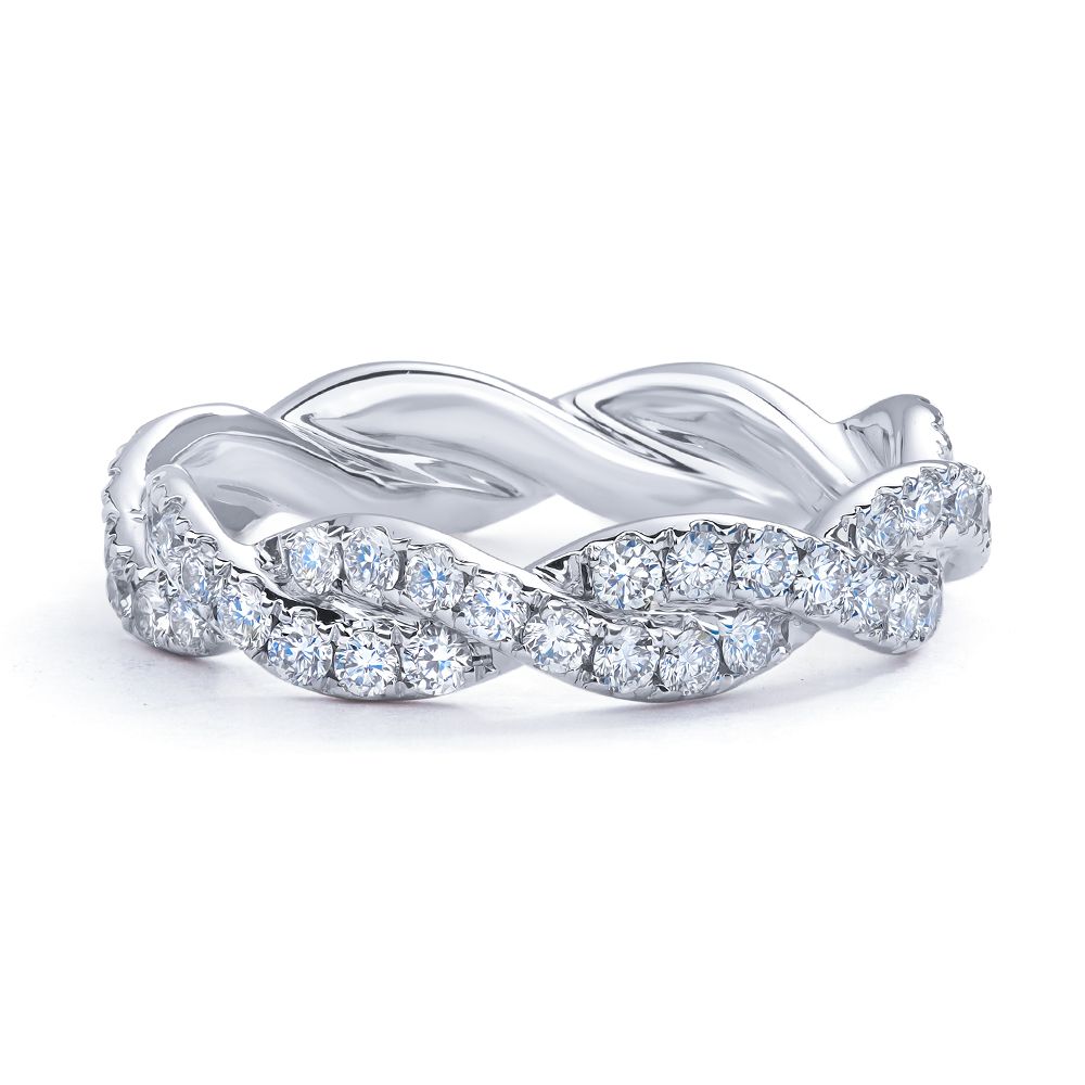 Infinity Diamond Twist Wedding Ring in 18K White Gold (0.84ct)