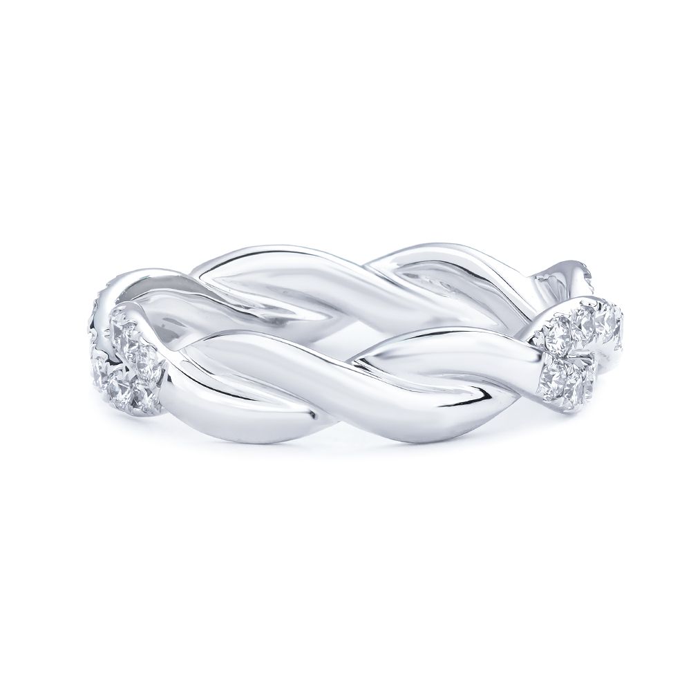 Infinity Diamond Twist Wedding Ring in 18K White Gold (0.84ct)