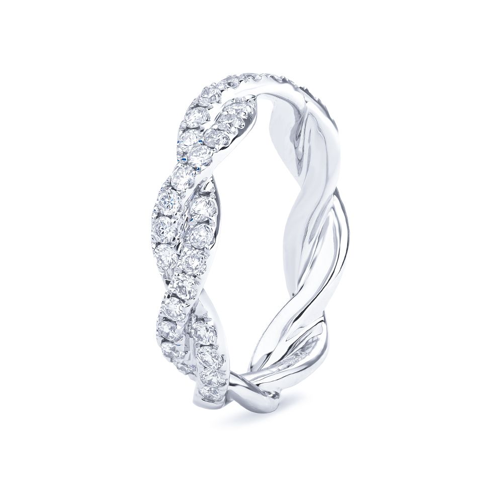 Infinity Diamond Twist Wedding Ring in 18K White Gold (0.84ct)