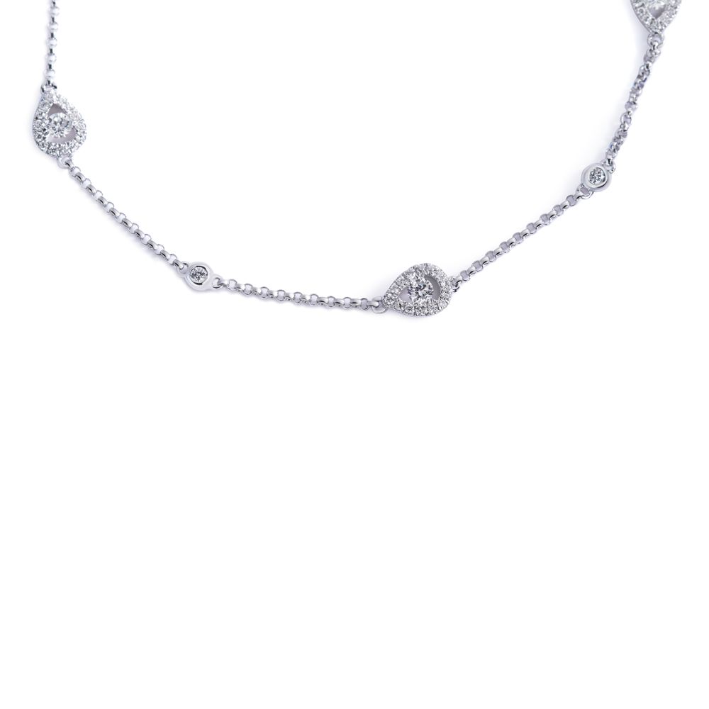 Pear Shaped Bezel Set Diamond Bracelet in 18K White Gold (0.36ct)