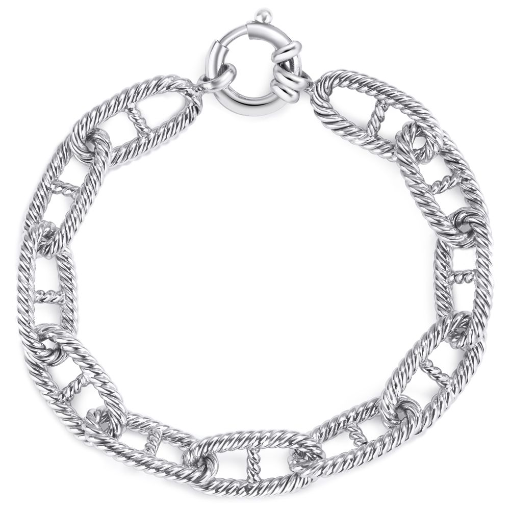Oval-Link Braided Bracelet in 14K White Gold (10mm)