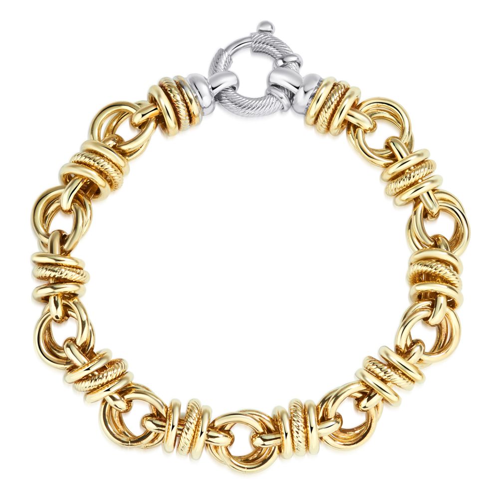 Double-Disc Link Bracelet in 14K Two-Tone Gold (11mm)