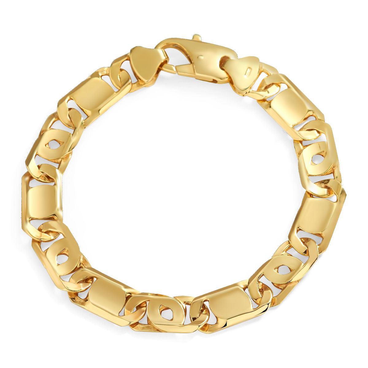 Rounded Figaro-Link Bracelet in 14K Yellow Gold (10mm)