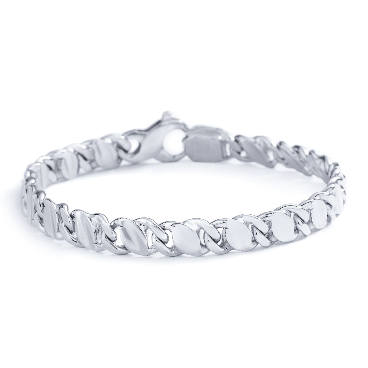 Fancy-Link Bracelet in 18K White Gold