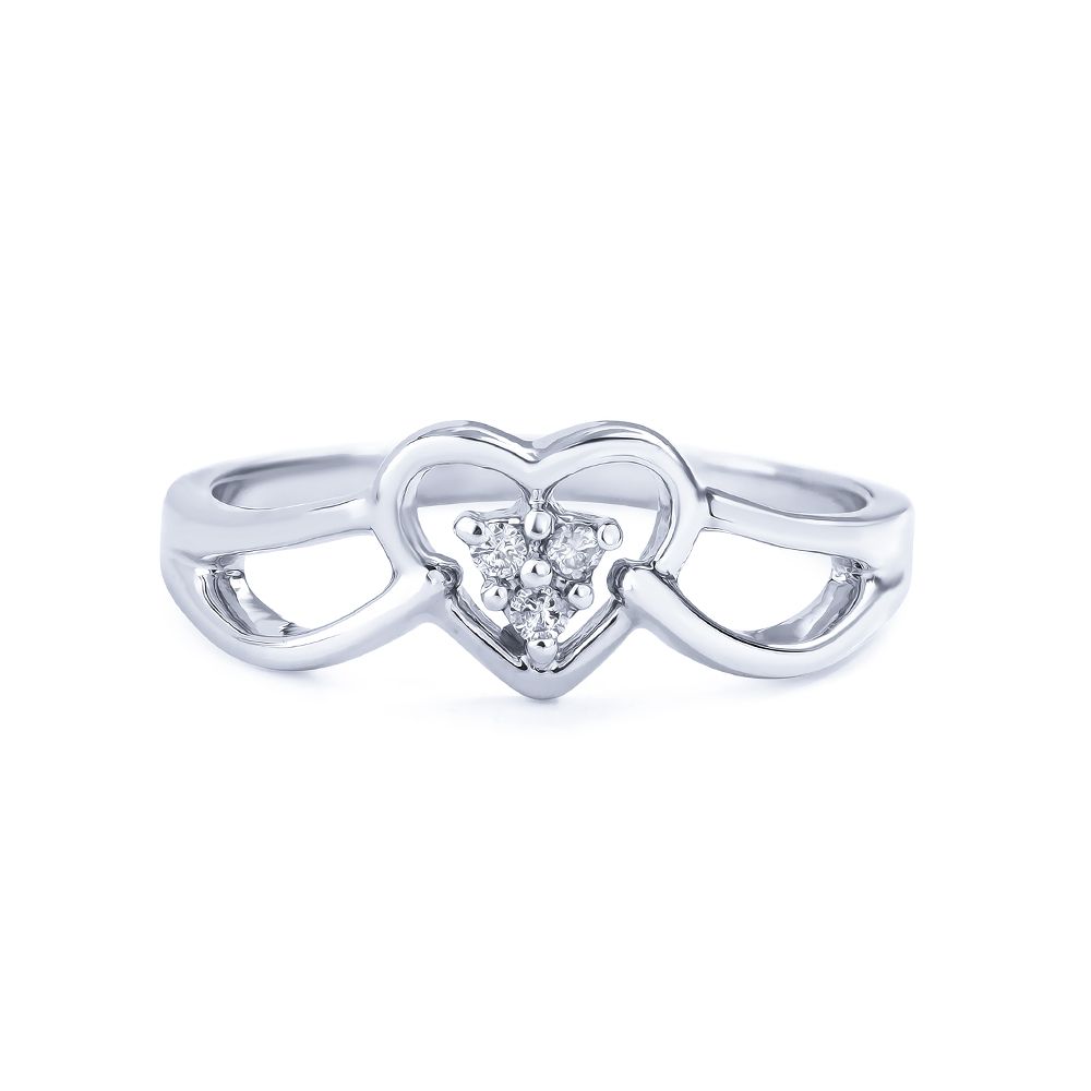 Petite Diamond Heart Ring in 14K White Gold