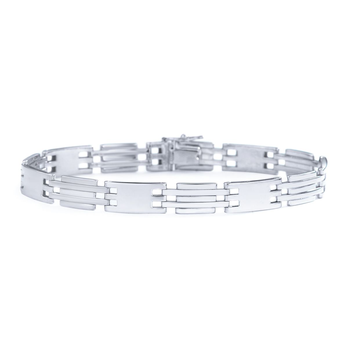 Bar Link Bracelet in 14K White Gold