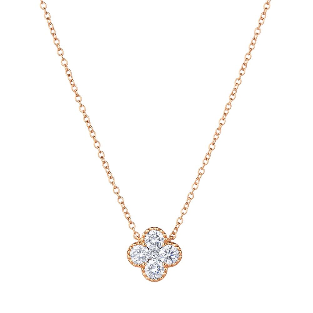 Petite Diamond Clover Necklace in 18K Gold