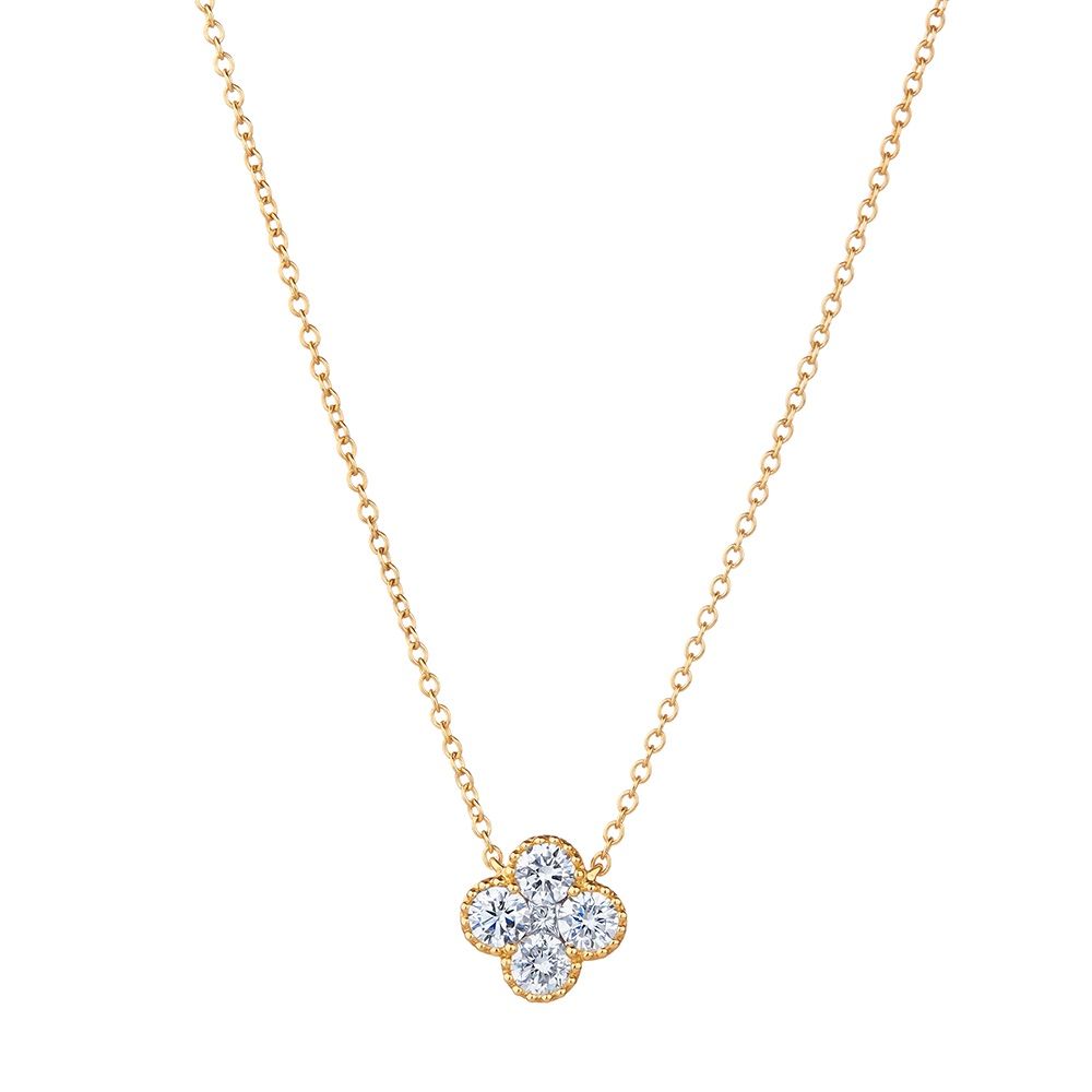 Petite Diamond Clover Necklace in 18K Gold