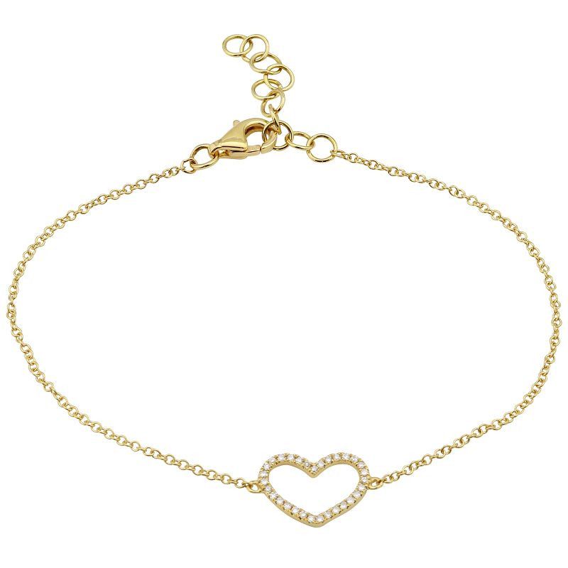 Open Mini Heart Diamond Bracelet in 14K Yelllow Gold (0.09ct)
