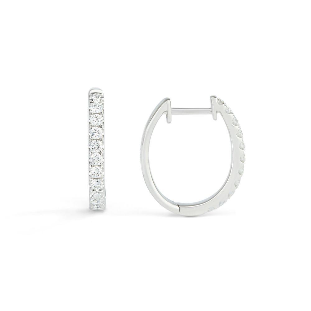 Small Oval-Shaped Diamond Hoop Earrings in 18K Gold (0.46ct)