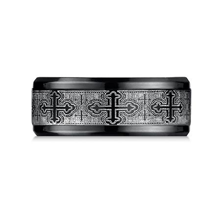 Black Titanium Men's Cross Wedding Band (9mm)