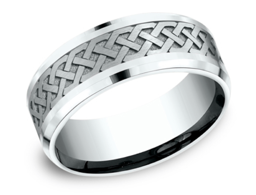 Men's Comfort Fit Celtic Knot Wedding Band in Platinum Gold (8mm)