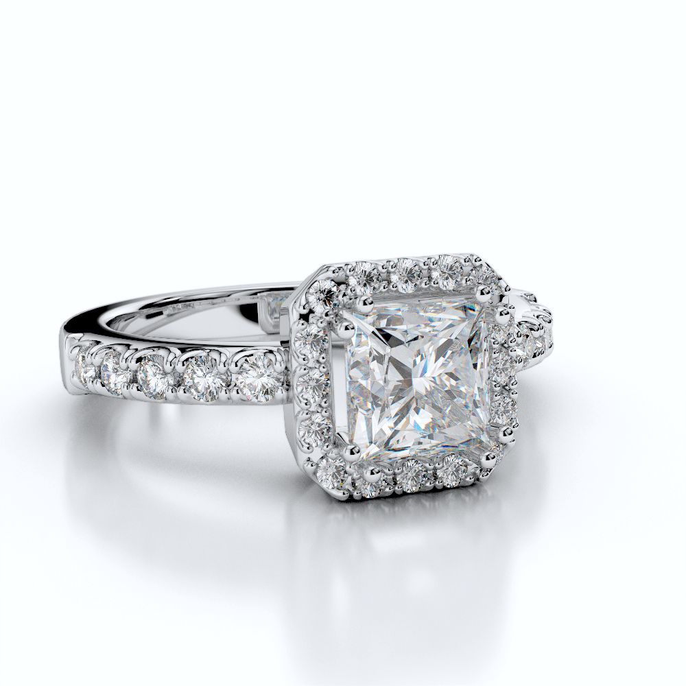 Asscher Halo Diamond Engagement Ring