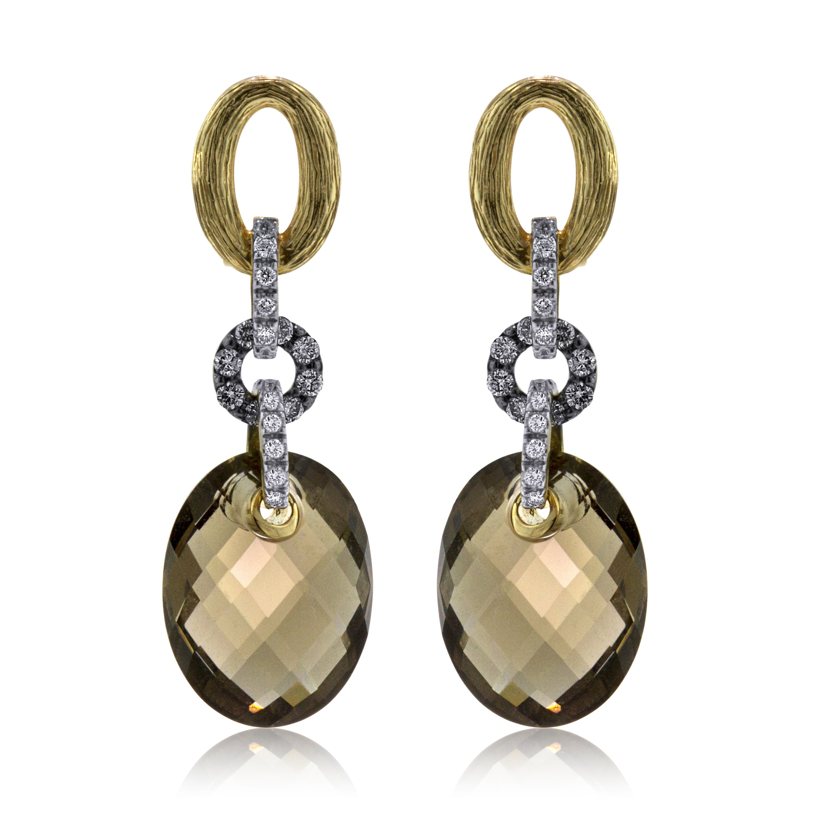 smokey-topaz-diamond-yellow-gold-earrings