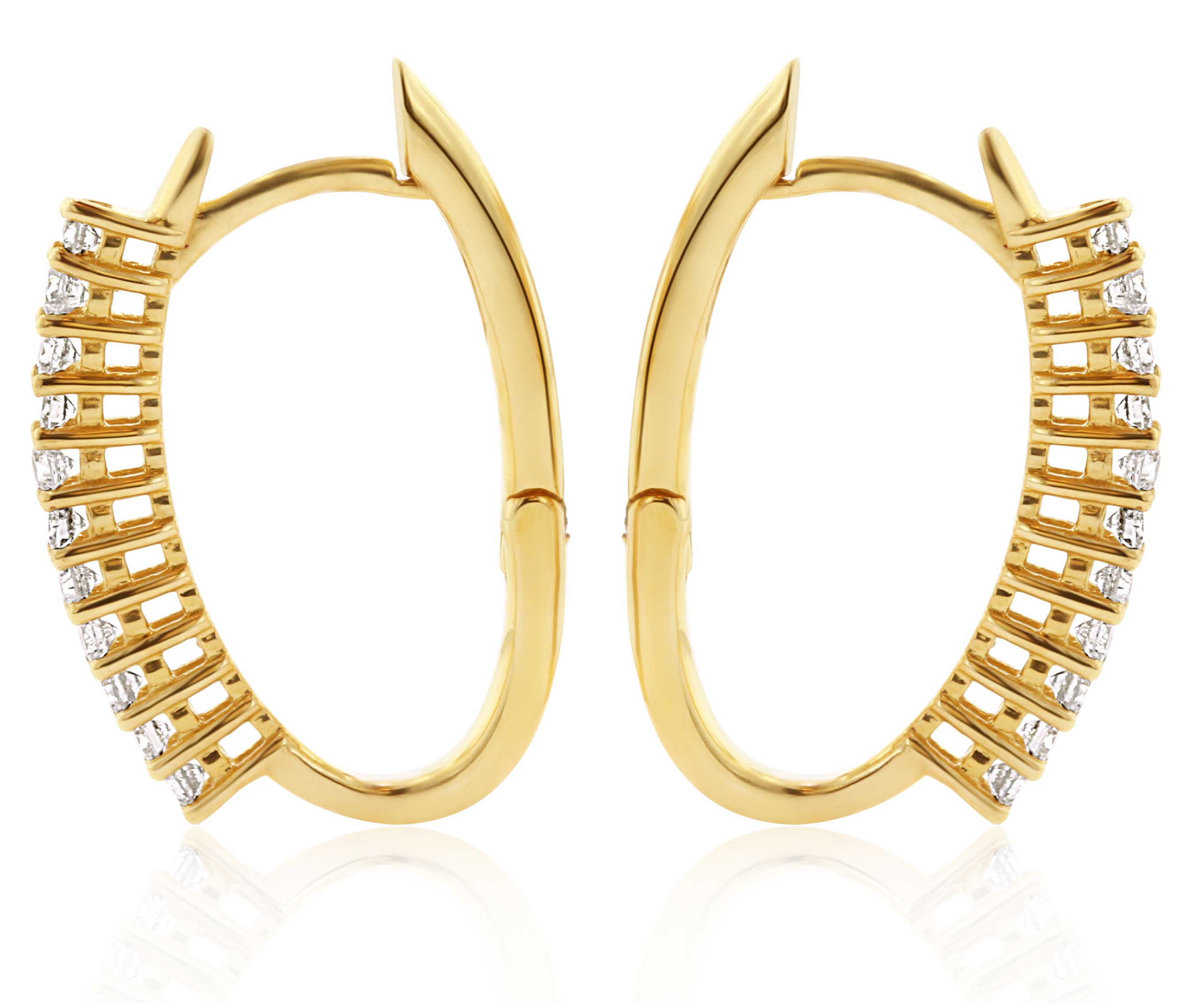 Diamond Oval Hoop Earrings in 14K Yellow Gold (1.00ct)