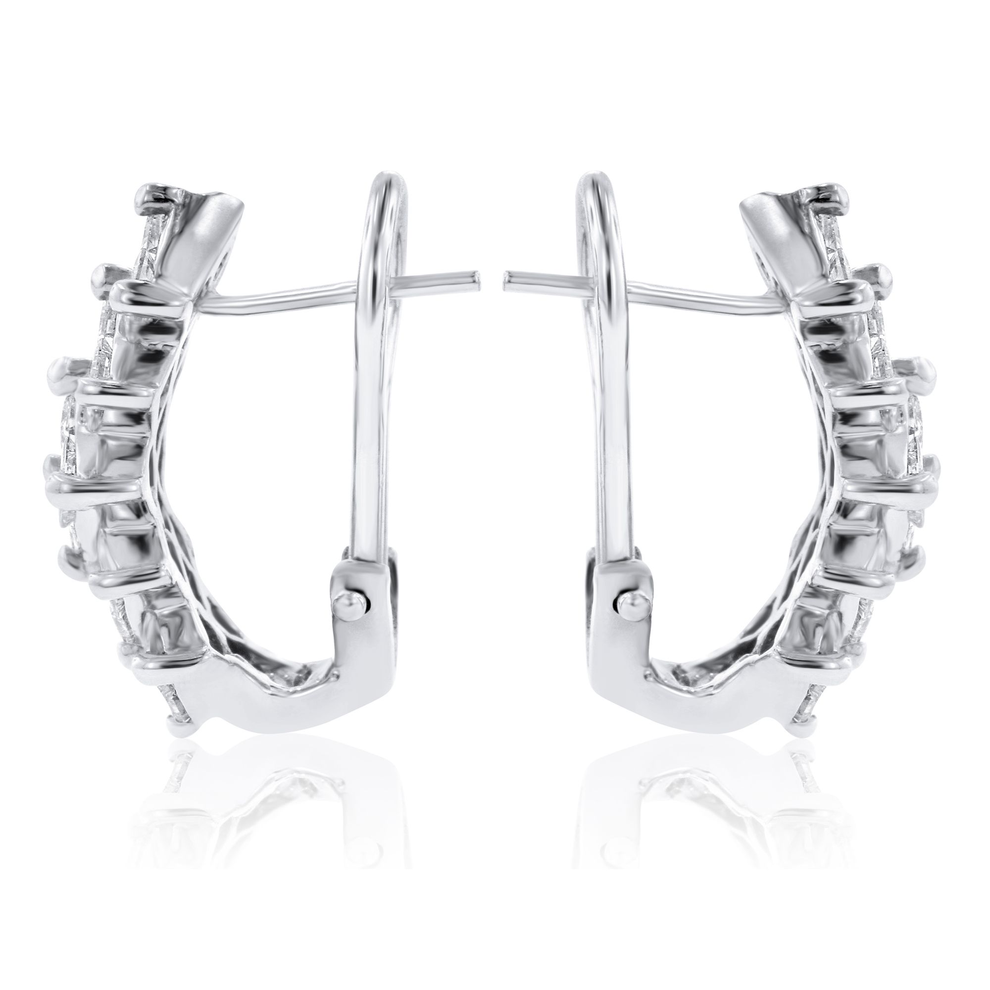 Princess-Cut Diamond Huggie Earrings in 14K White Gold (3.01ct)