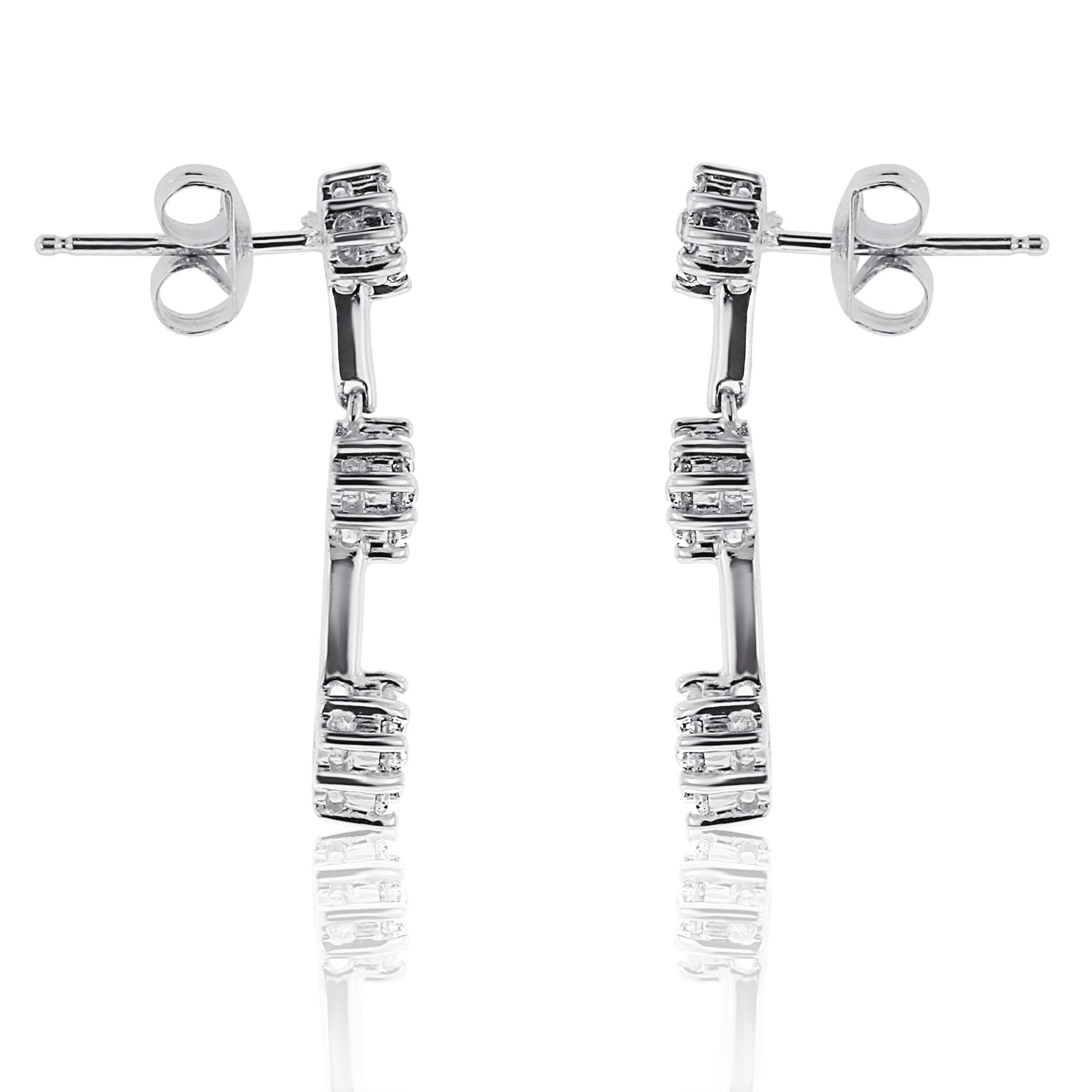 Journey Diamond Cluster Drop Earrings in 14K White Gold (0.60ct)