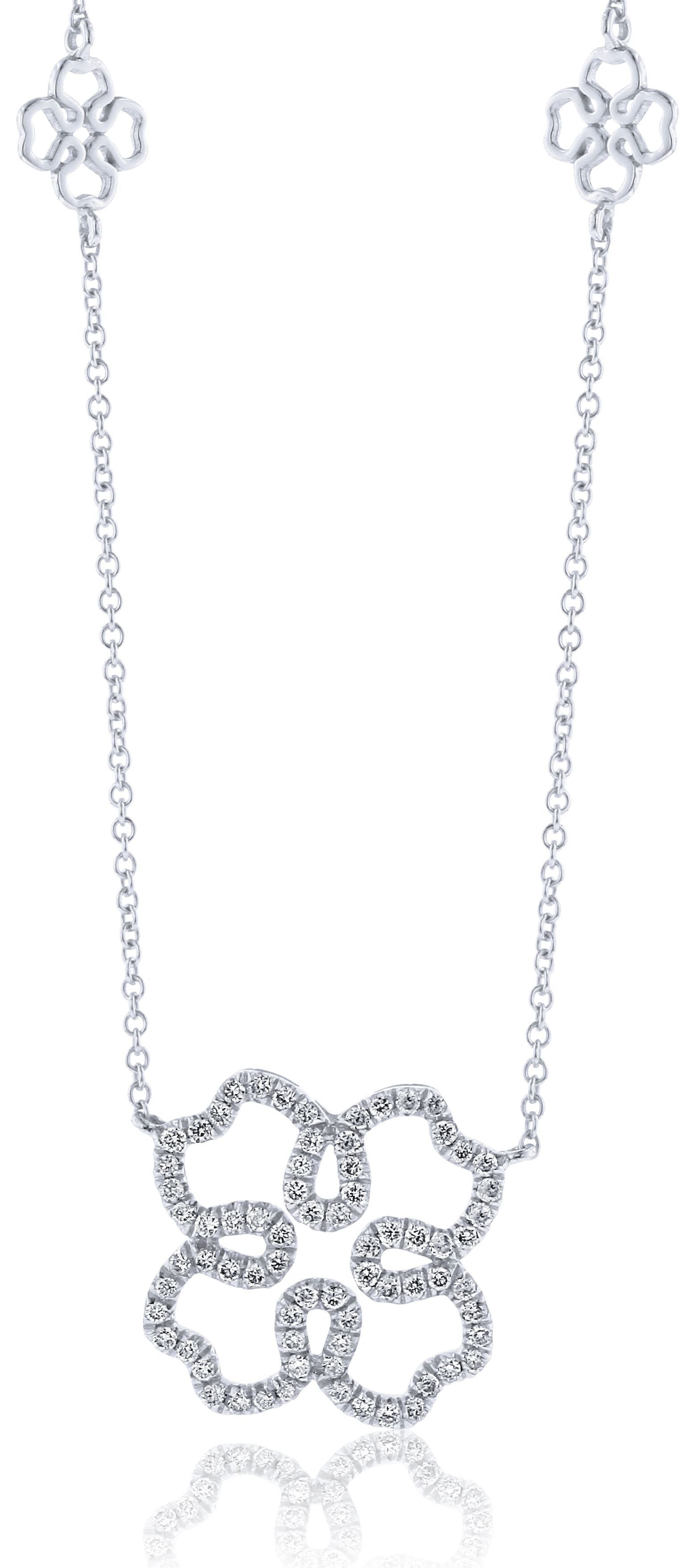 Diamond Clover by the Strand Necklace in 14K White Gold (0.42ct)
