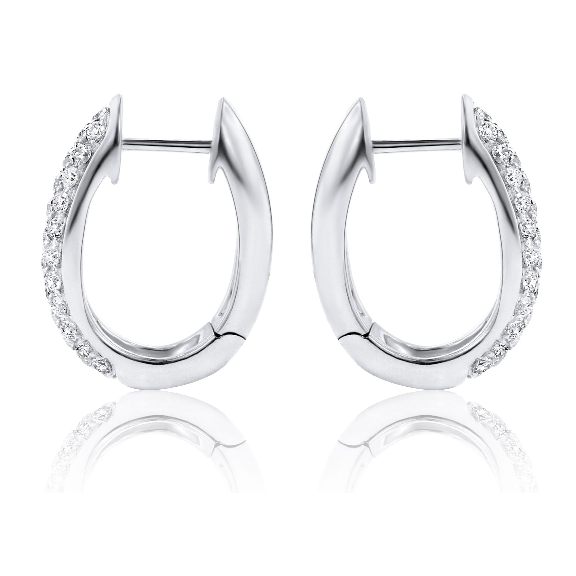 Oval Diamond Pavé Hoop Earrings in 18K White Gold (1.40ct)