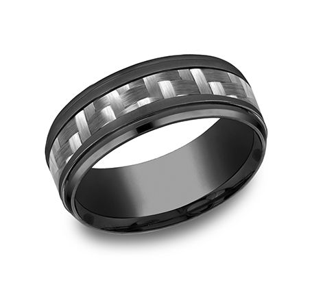 black-titanium-men's-wedding-band-carbon-fiber-inlay