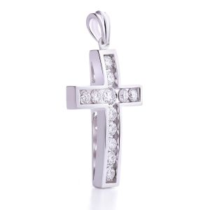 Men's Diamond Channel-Set Cross in 14K White Gold (2.10ct)