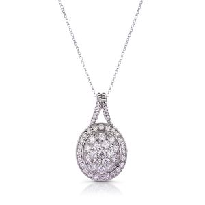 Oval Pavé Diamond Pendant in 14K White Gold (2.02ct)
