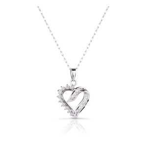 Prong Set Half-Diamond Heart Pendant in 14K White Gold (0.65ct)