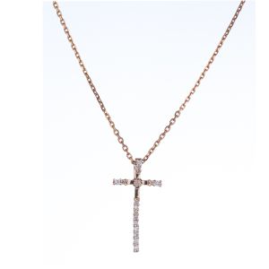 Diamond Cross Pendant in 14K Rose Gold (0.10ct)