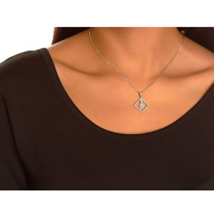 Diamond Shaped Floating Cluster Pendant in 18k White Gold (0.80ct)