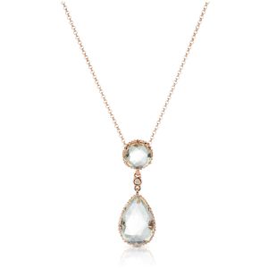 Round & Pear-Shaped Prasiolite Drop Pendant in 14K Rose Gold
