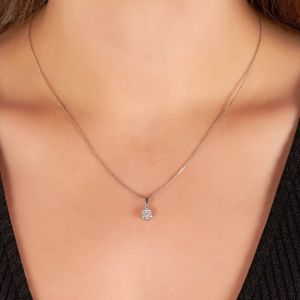 Small Round Floral Cluster Diamond Pendant in 14K White Gold (0.25ct)