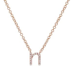 Petite Diamond "n" Initial Necklace in 14K Rose Gold